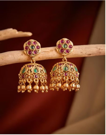 Gold-Plated Jhumka Earrings